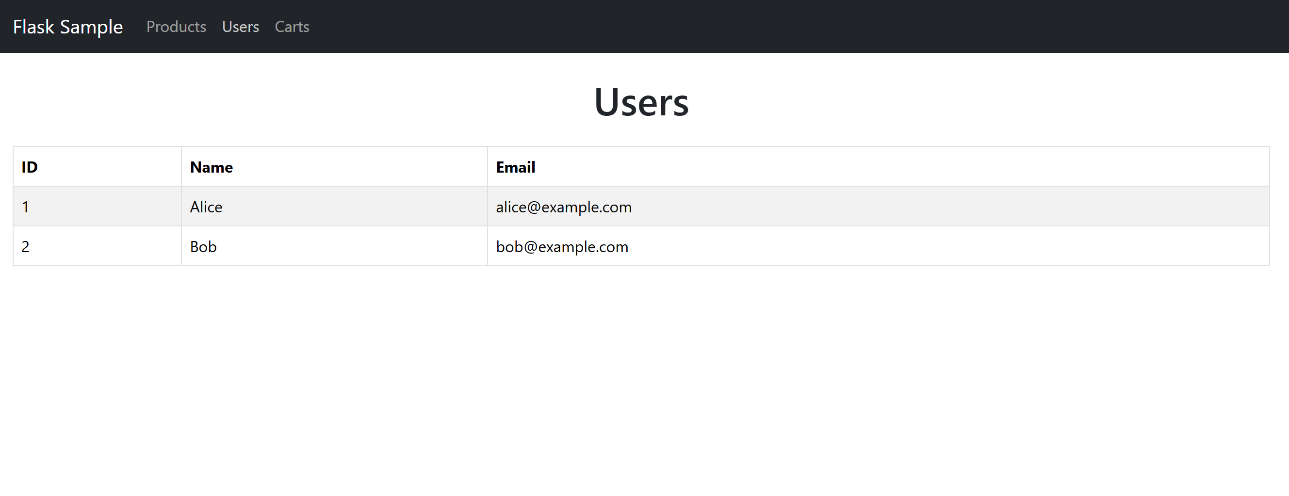 React app with menu