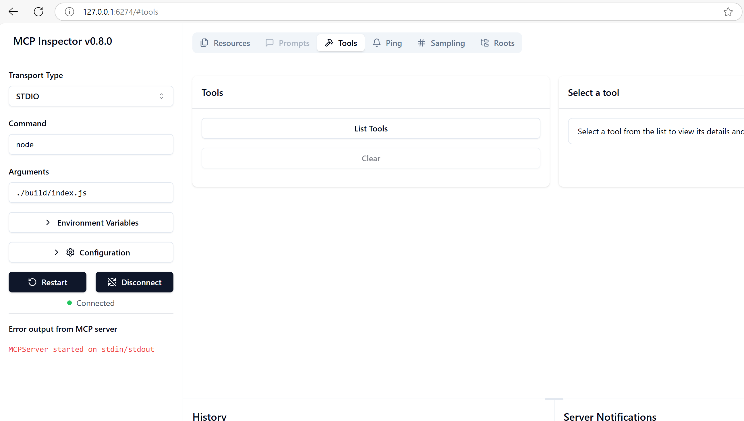 Connecting to server