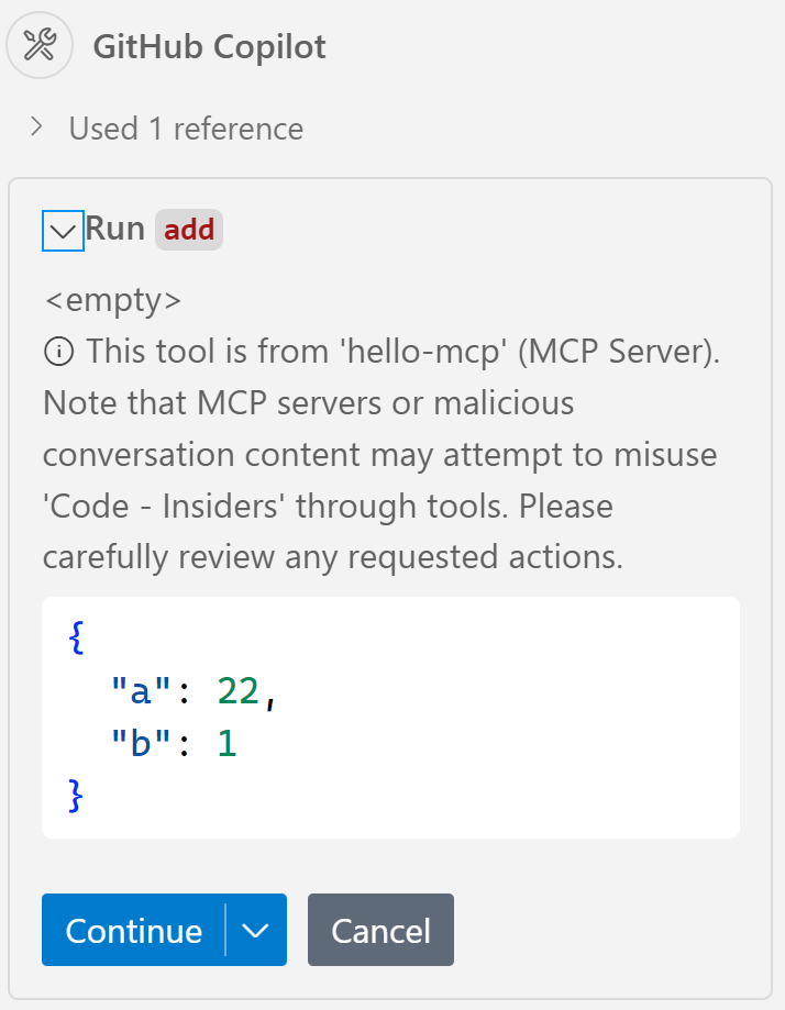 VS Code run tool